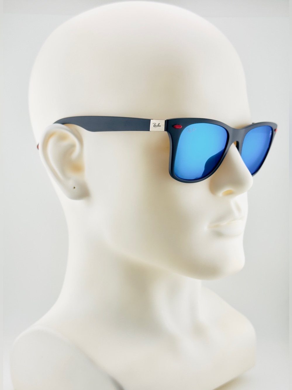 Ray-Ban Scuderia Ferrari Sunglasses RB4195M Matte Gray Frame Blue Mirror Lenses - Picture 4 of 15